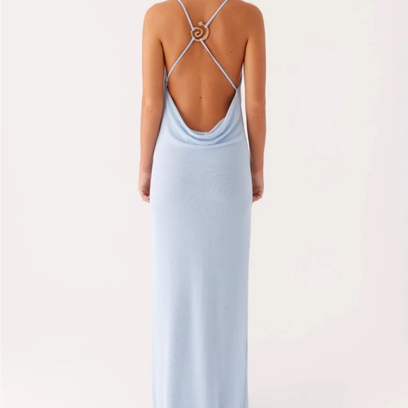 Peppermayo Pale Blue Draped Cowl Maxi Dress - Picture 3 of 14